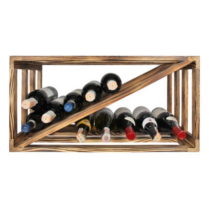Winenest wine holder in burnt pine wood assembled