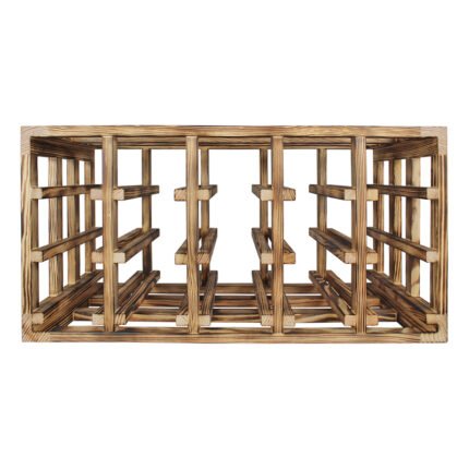 Wine racks in burnt pine wood