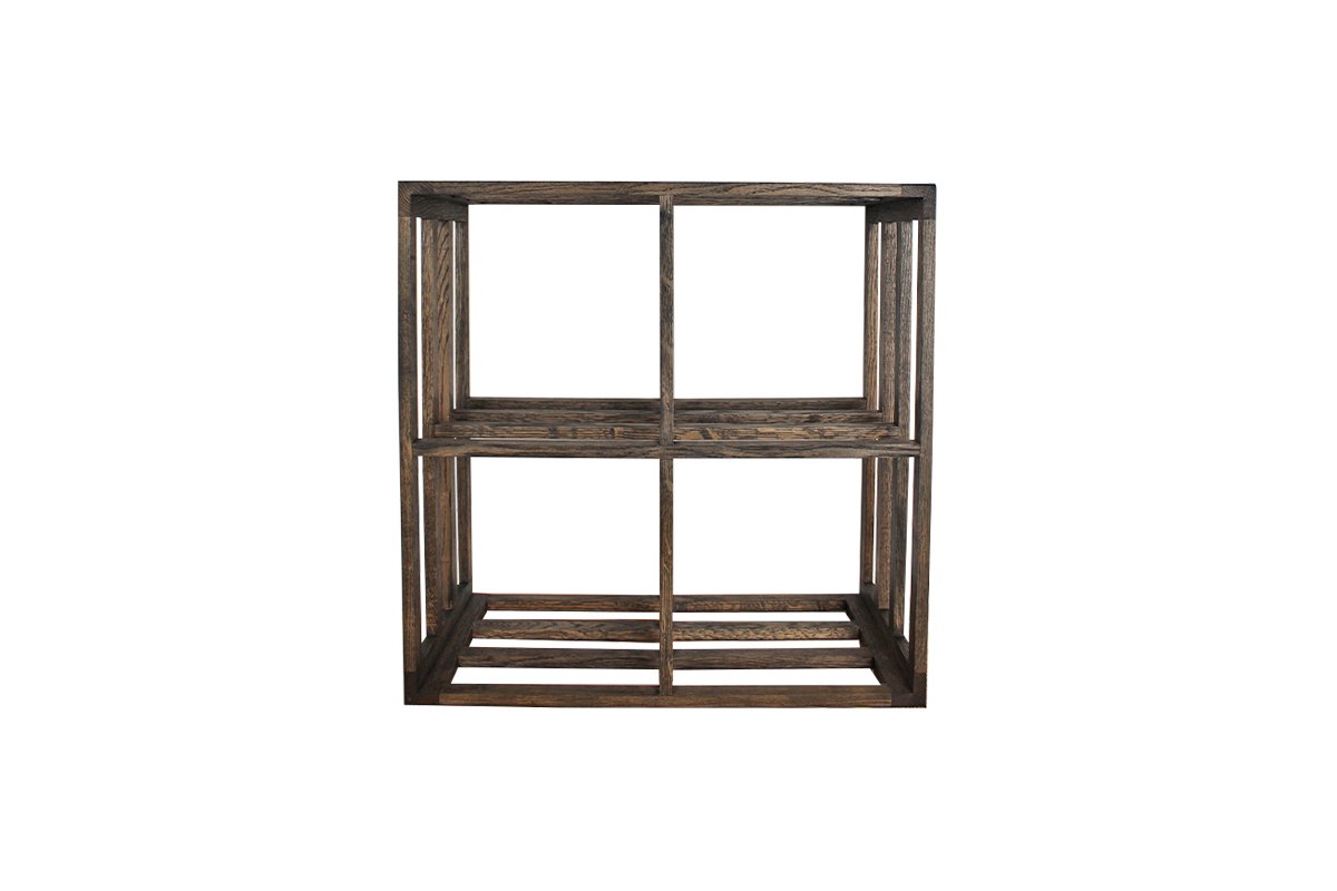 Ivy Smoked Oak - Front Winenest stackable wine shelf in smoked oak wood