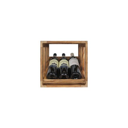 Winenest stackable wine shelf in burnt pine wood