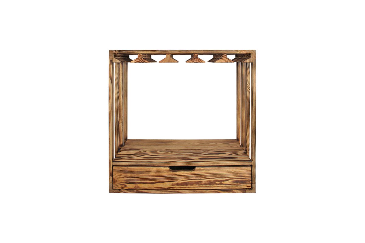 Rio Burnt Pine - Front Winenest CO2 friendly wine rack in burnt pine wood
